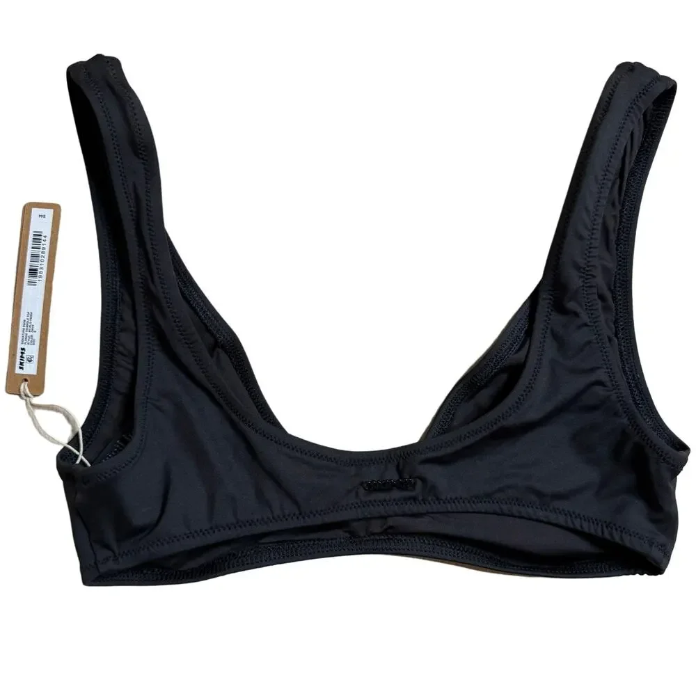 SKIMS Signature Swim Plunge Triangle Top Womens Small Onyx Swimwear NWT